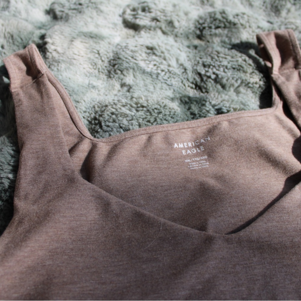 American Eagle Outfitters Plus Size Brown V-Neck Bodysuit
